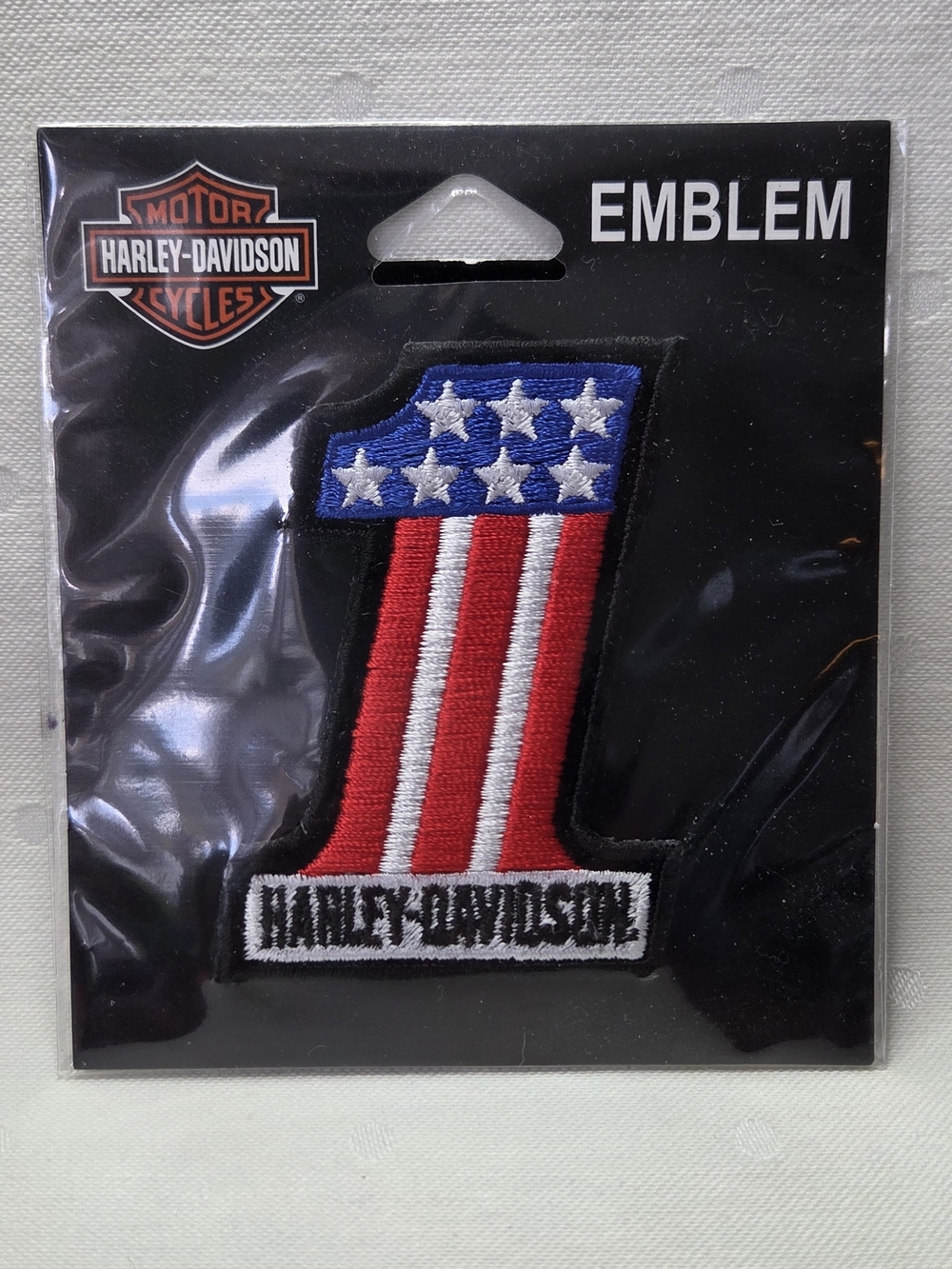 Harley-Davidson Red White Blue Number 1 Embroidered Emblem